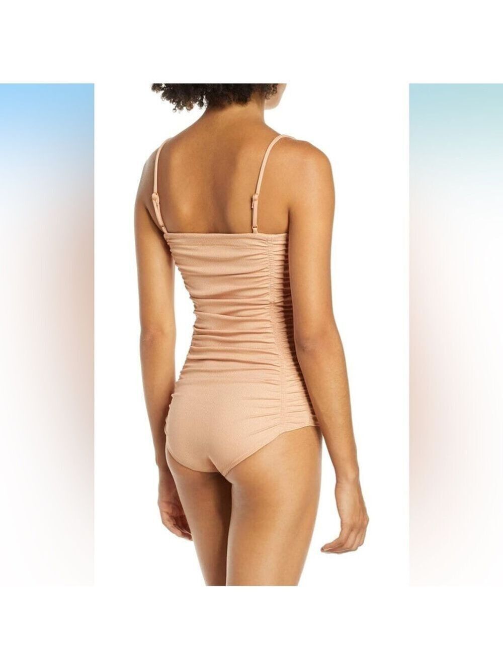 Free People Beige Ruched Rib Bodysuit - Size Small - Picture 3 of 15